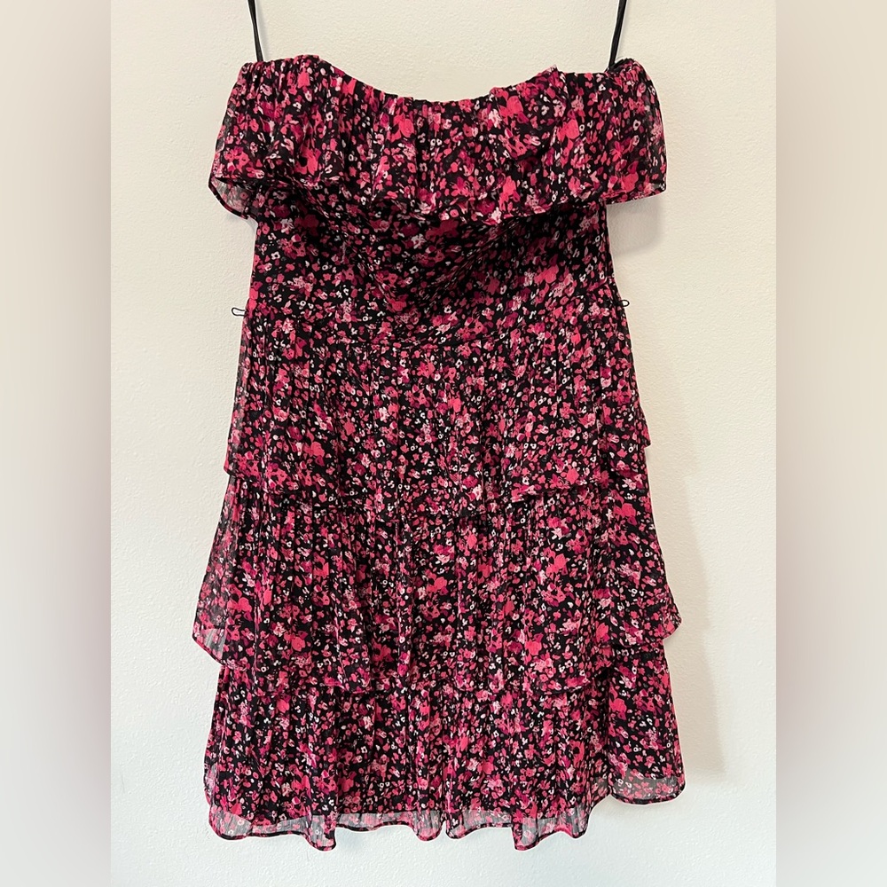 White House Black Market Floral Tiered Strapless Party Dress